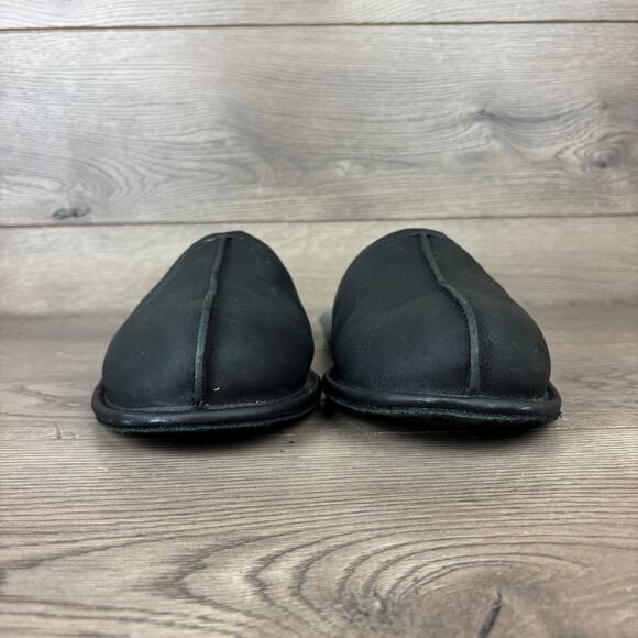 UGG Scuff Shearling Lined Slippers Men's Black Suede Leather - No Size Tag - Picture 3 of 12